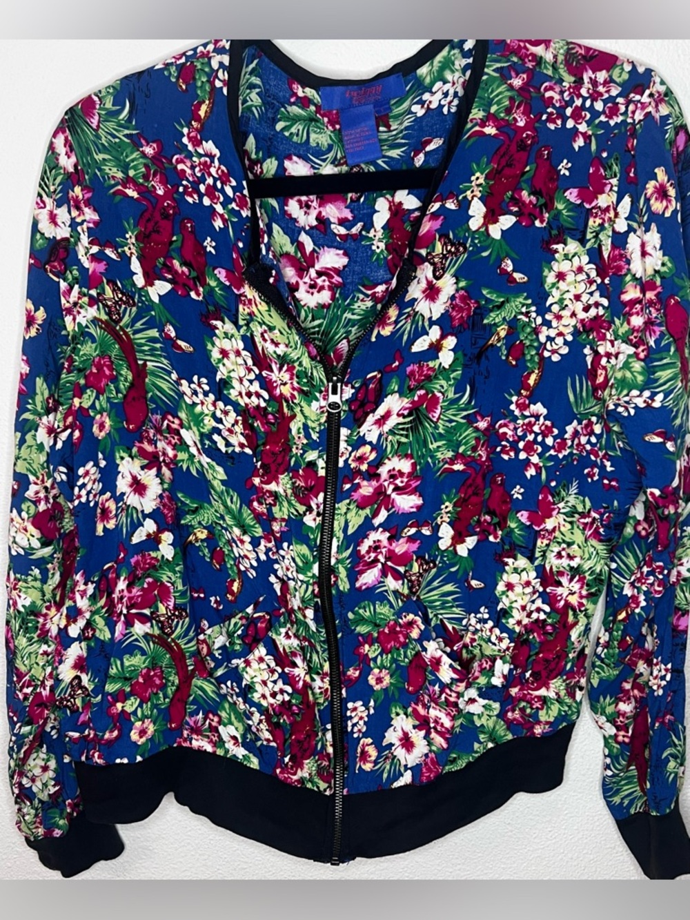 twiggy LONDON Blue Floral Zip Bomber Jacket